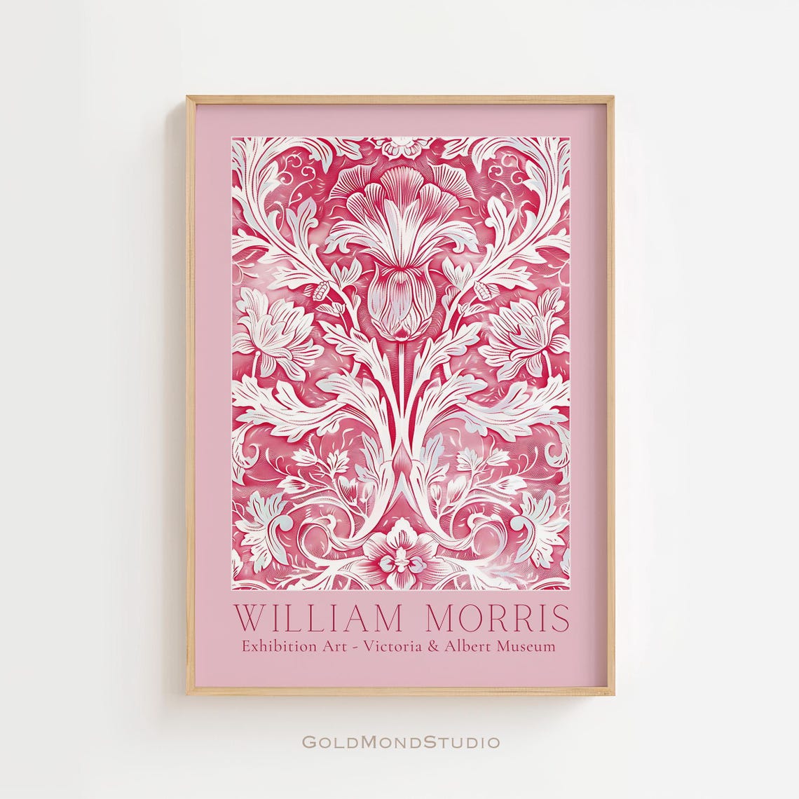 William Morris Crimson Floral Damask V&A Exhibition Art Poster