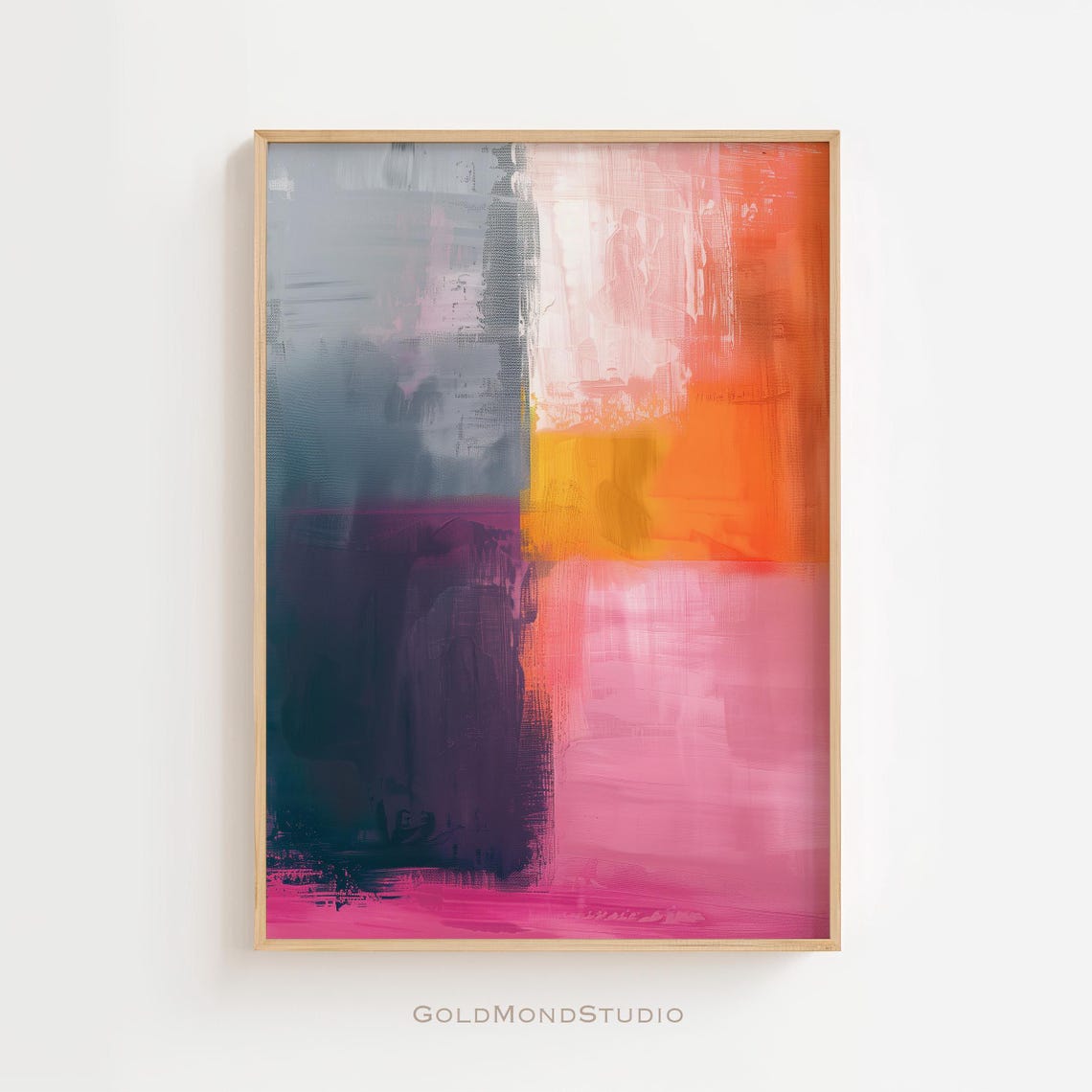 Vibrant Purple Orange And Pink Abstract Color Field Art Poster