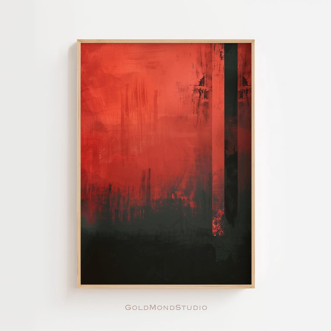 Abstract Crimson Black Block Modern Expressionist Painting Poster