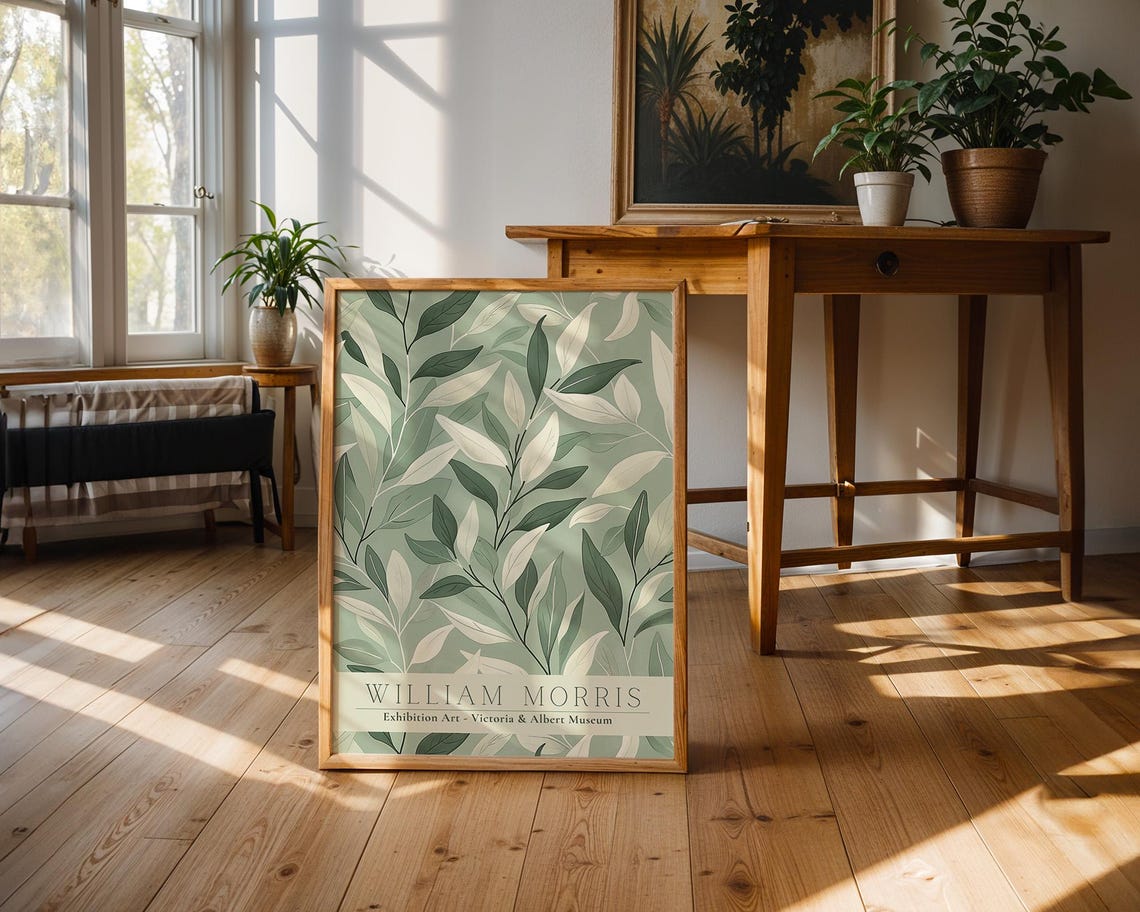 William Morris Sage Green Branches V&A Exhibition Art Poster - Image 3