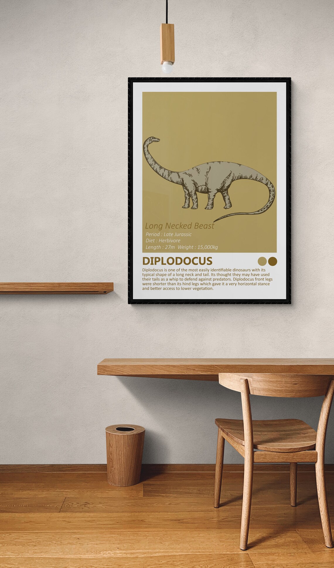 Diplodocus Dinosaur Fact Sheet, Minimalist Design - Image 3