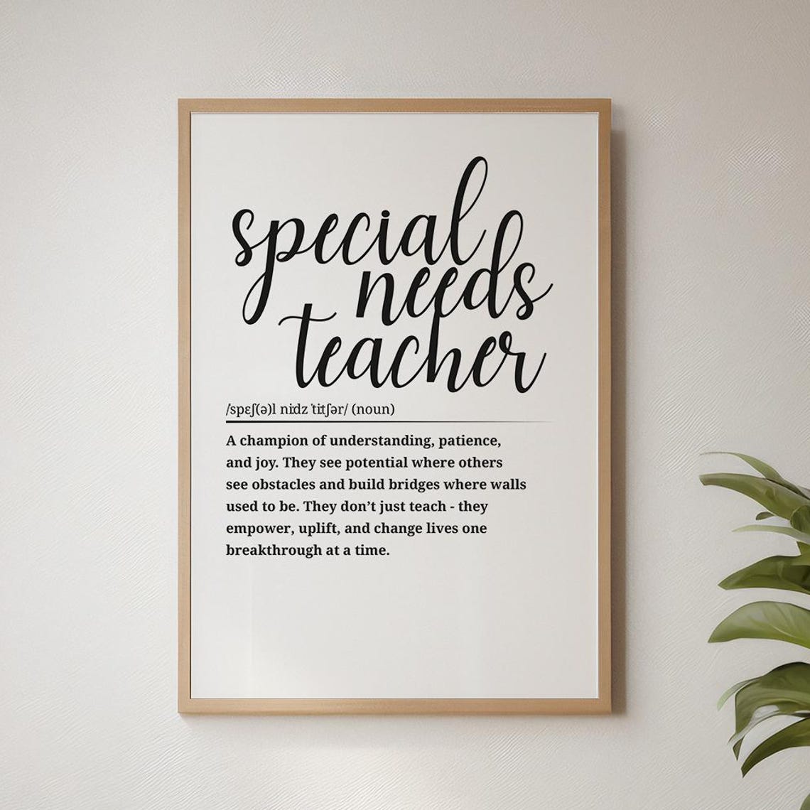 Special Needs Teacher Champion Of Understanding Definition Poster