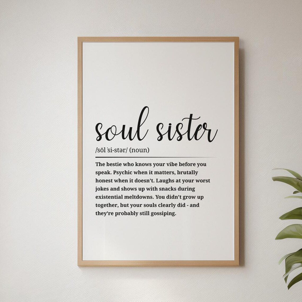 Soul Sister Definition Dictionary Style Friendship Quote Gift Poster
