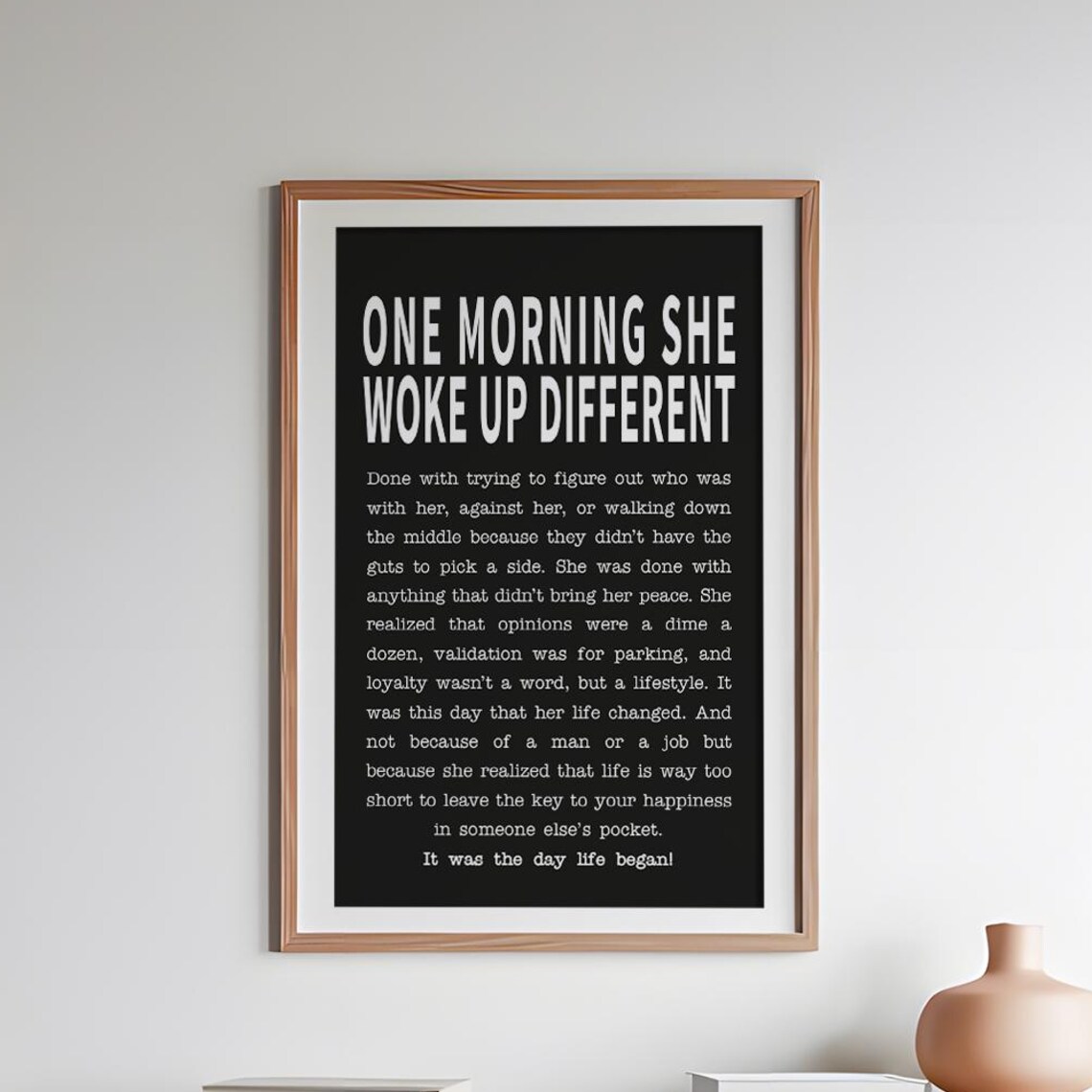 One Morning She Woke Up Different Bold Empowerment Quote Black Poster - Image 6