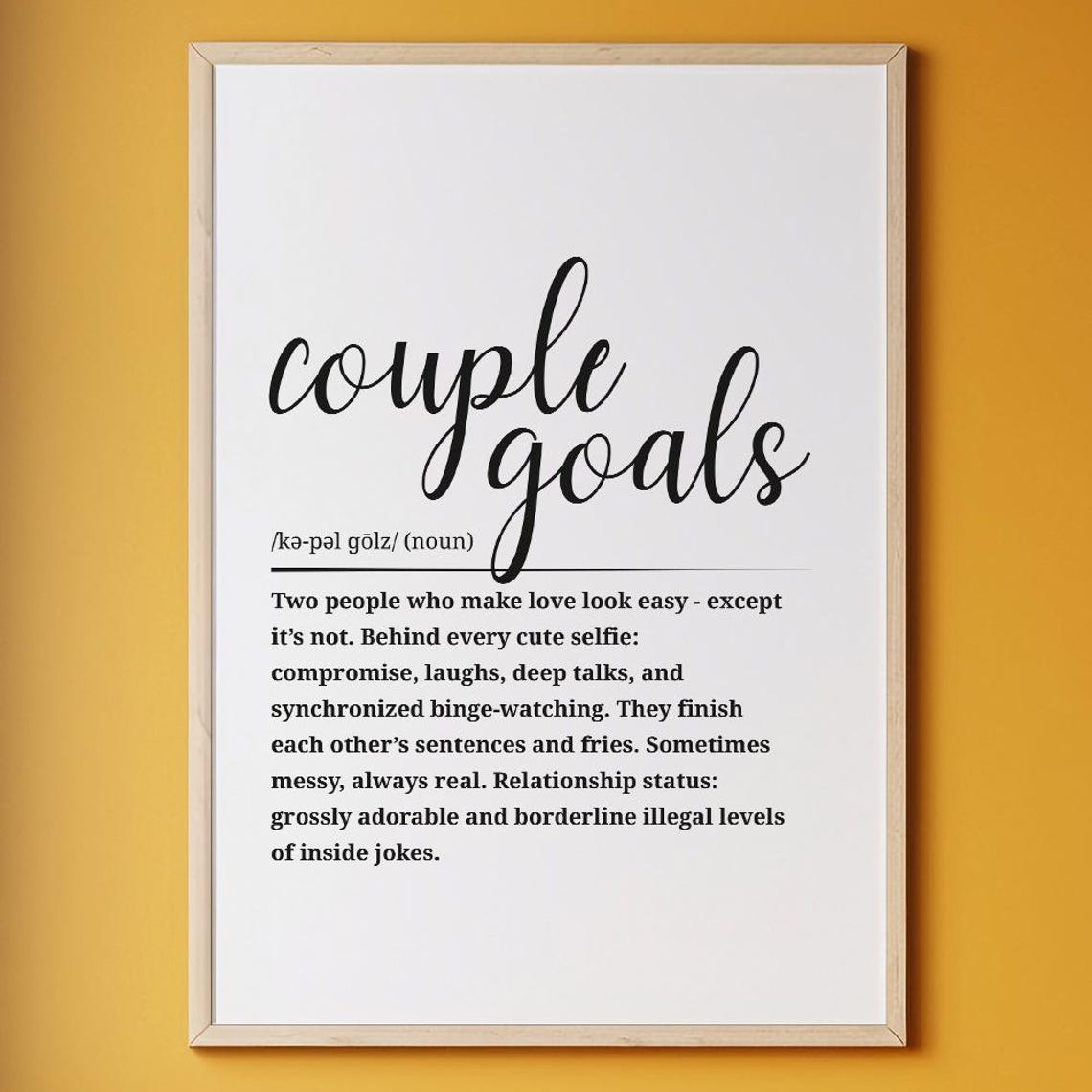 Couple Goals Definition Dictionary Style Romantic Love Quote Poster