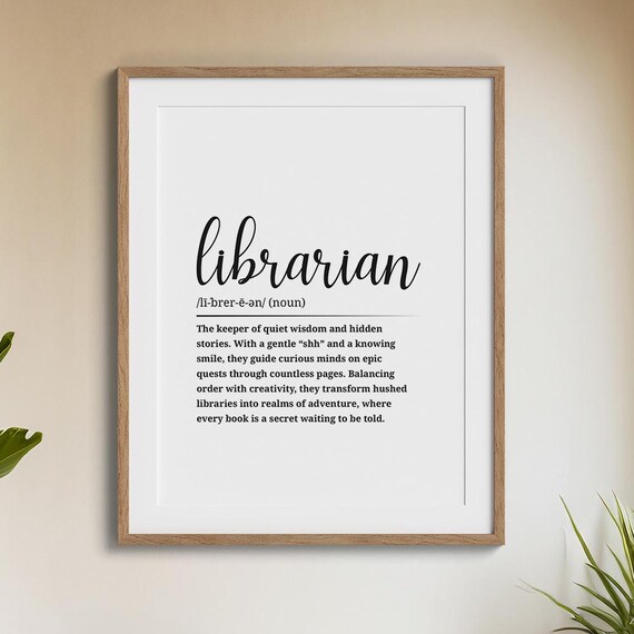 Librarian Definition Dictionary Style Book Lover Library Gift Poster