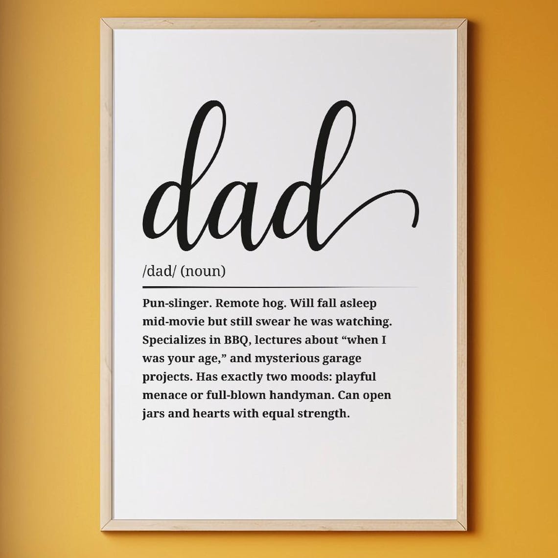 Dad Definition Dictionary Style Funny Fathers Day Gift Quote Poster