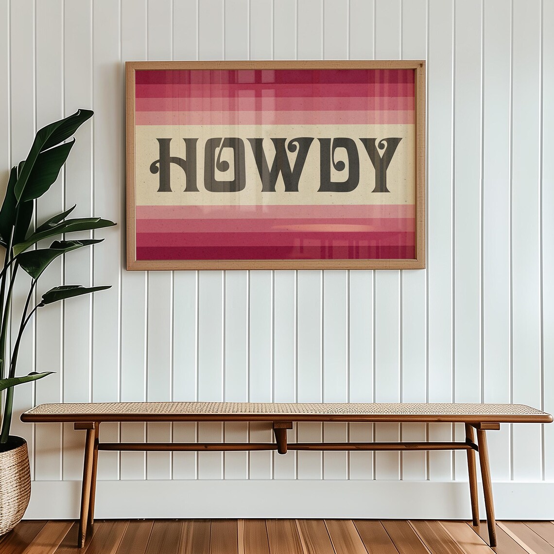 Howdy Typography Art Print, Monochromatic Ombre Pink