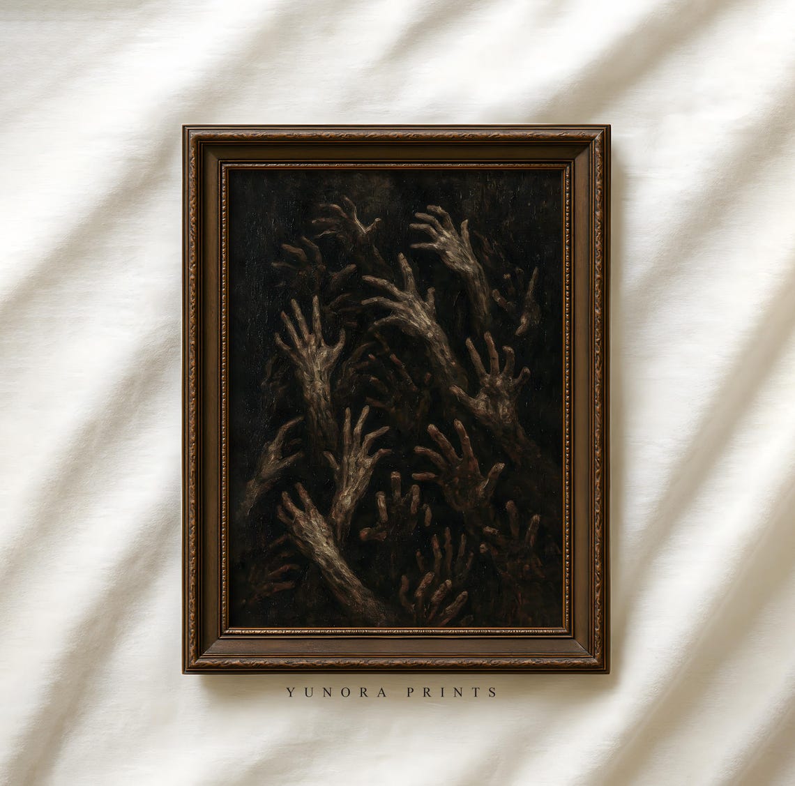 Creepy Hands Rising from Darkness Gothic Horror Halloween Wall Art