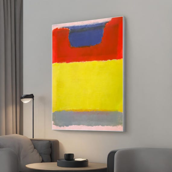 Vibrant Abstract Mark Rothkoinspired Canvas Wall Art Bold Red Yellow And Blue Geometric Painting Modern Decor For Living Room