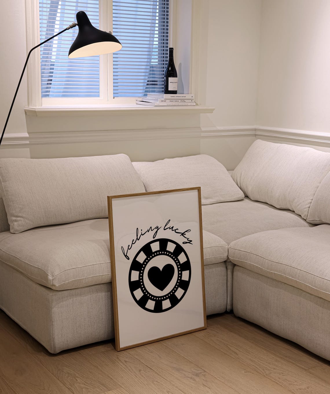 Feeling Lucky Poker Chip Heart Black White Trendy Girls Poster - Image 2