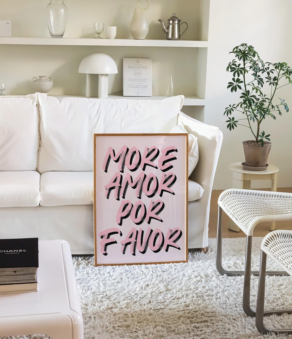 More Amor Por Favor Pink Black Brush Lettering Girly Quote Poster - Image 2