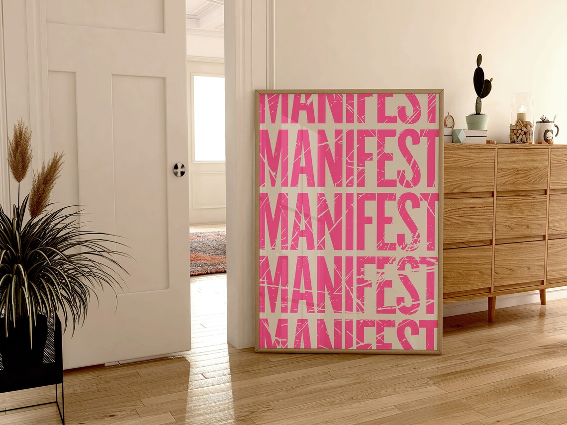 Manifest Motivational Quote Poster, Retro Y2K Aesthetic - Image 2
