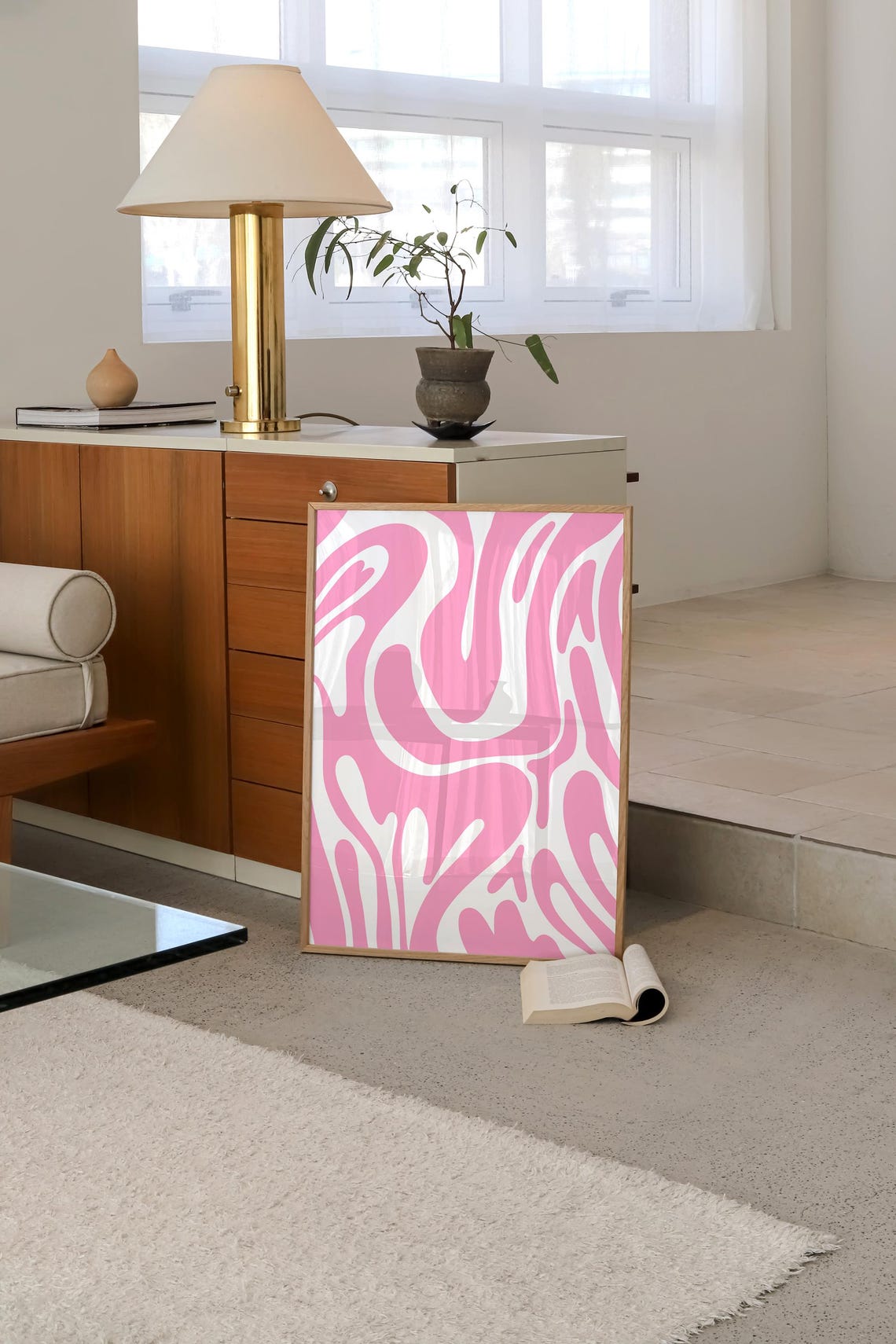 Pink Wavy Groovy Abstract Swirl Modern Minimalist Art Poster - Image 3