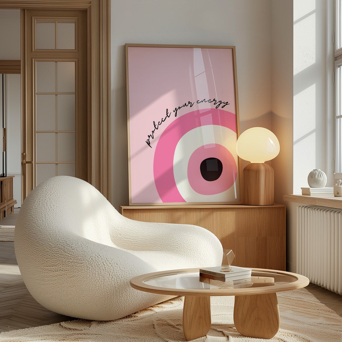 Protect Your Energy Pink Evil Eye Nazar Symbol Girly Decor Poster - Image 2