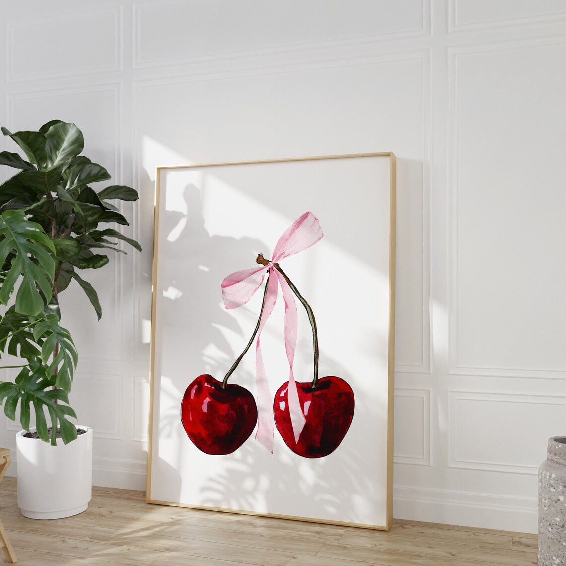 Cherry Bow Print, Coquette Bedroom Decor Art Print - Image 4