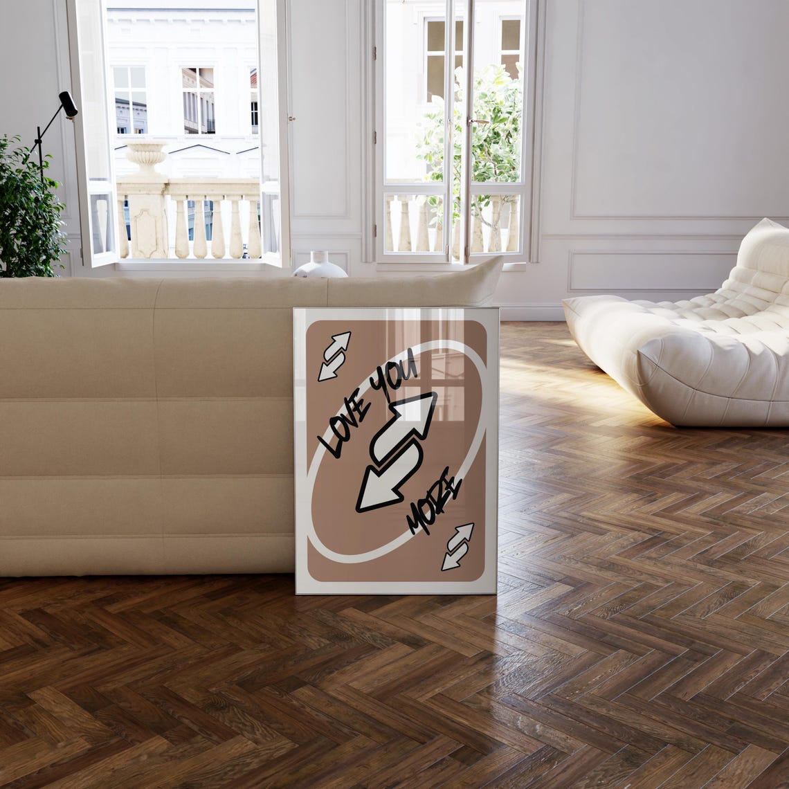 Love You More Reverse Card Brown Neutral Trendy Girly Poster - Image 3