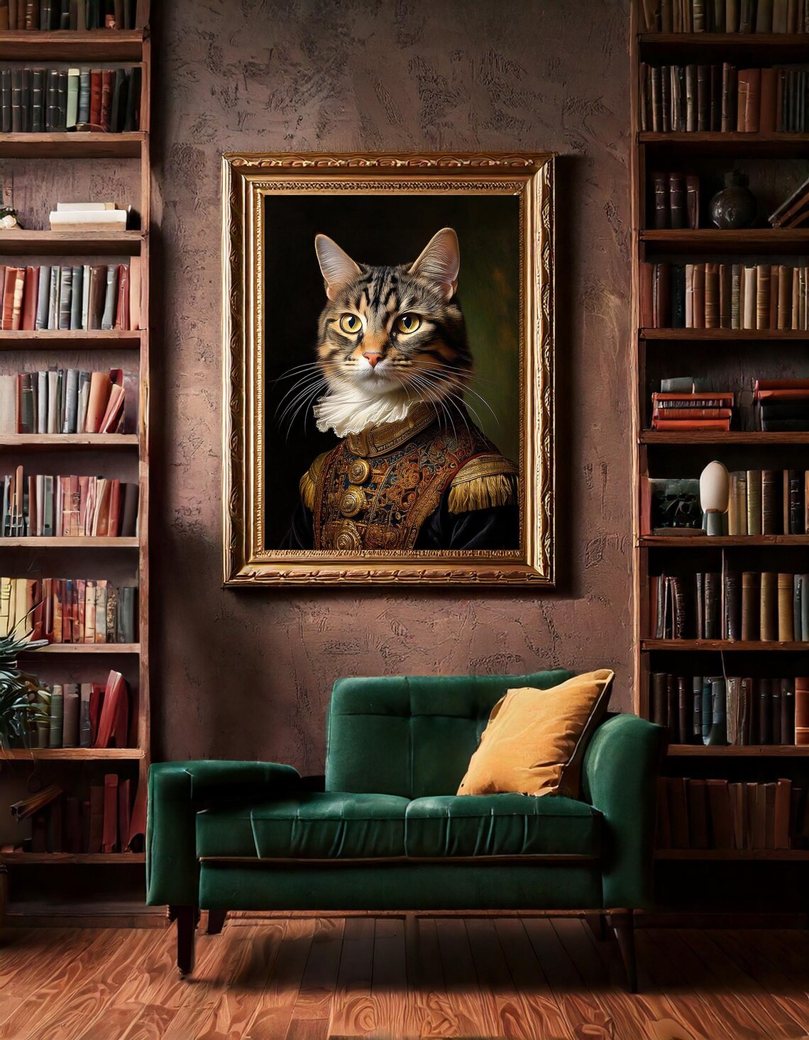 Victorian Cat Portrait Tabby Military Costume Regal Funny Cat Wall Art Poster - Image 5