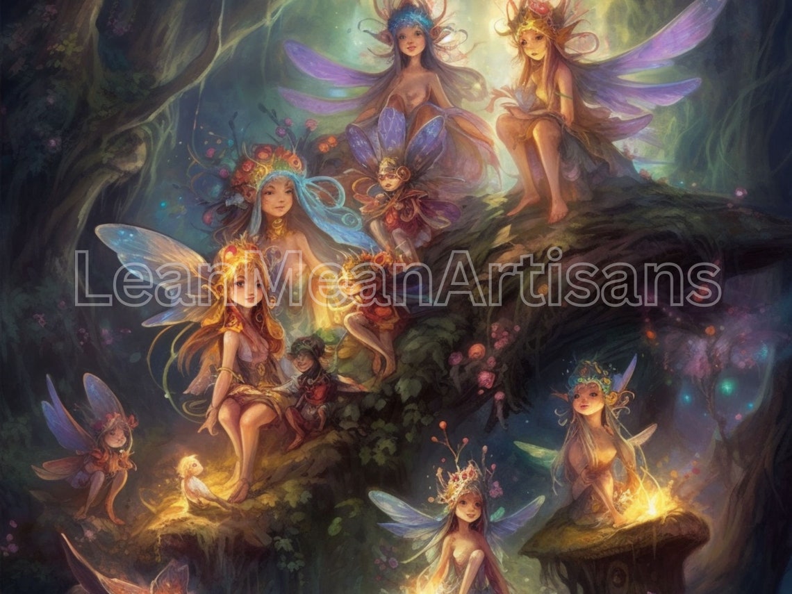 Magical Fairies Forest Collection Glowing Wings Fantasy Art Poster