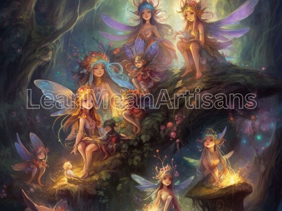 Magical Fairies Forest Collection Glowing Wings Fantasy Art Poster