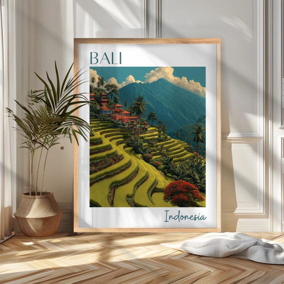 Bali Travel Poster Print, Indonesia Wanderlust Decor
