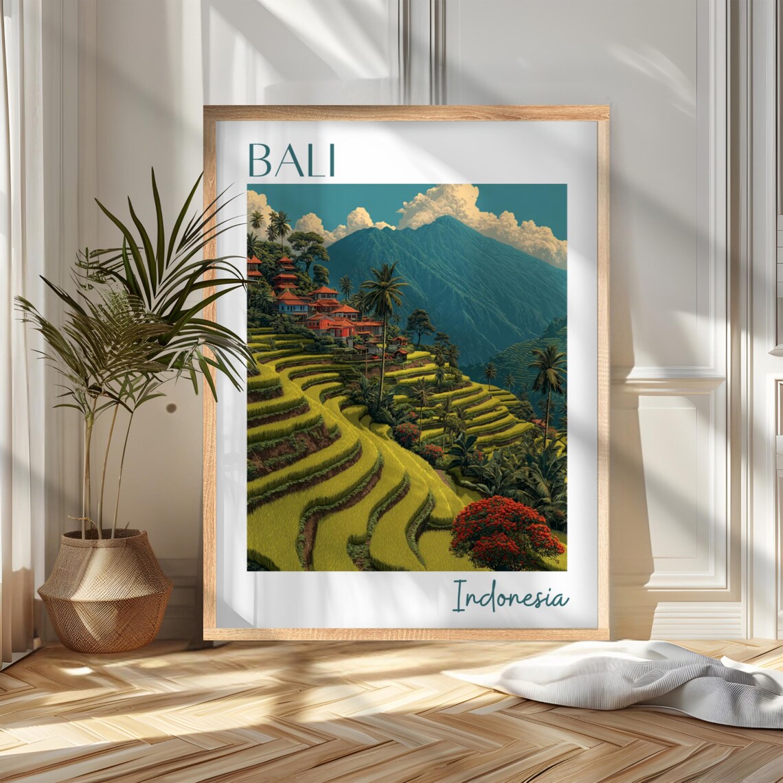 Bali Travel Poster Print, Indonesia Wanderlust Decor
