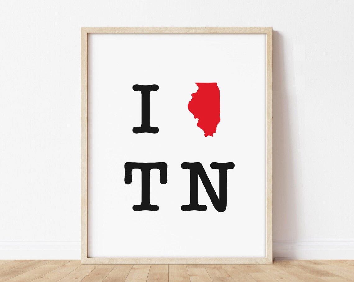 Illinois to Tennessee Moving Away Gift State Silhouette Map Poster
