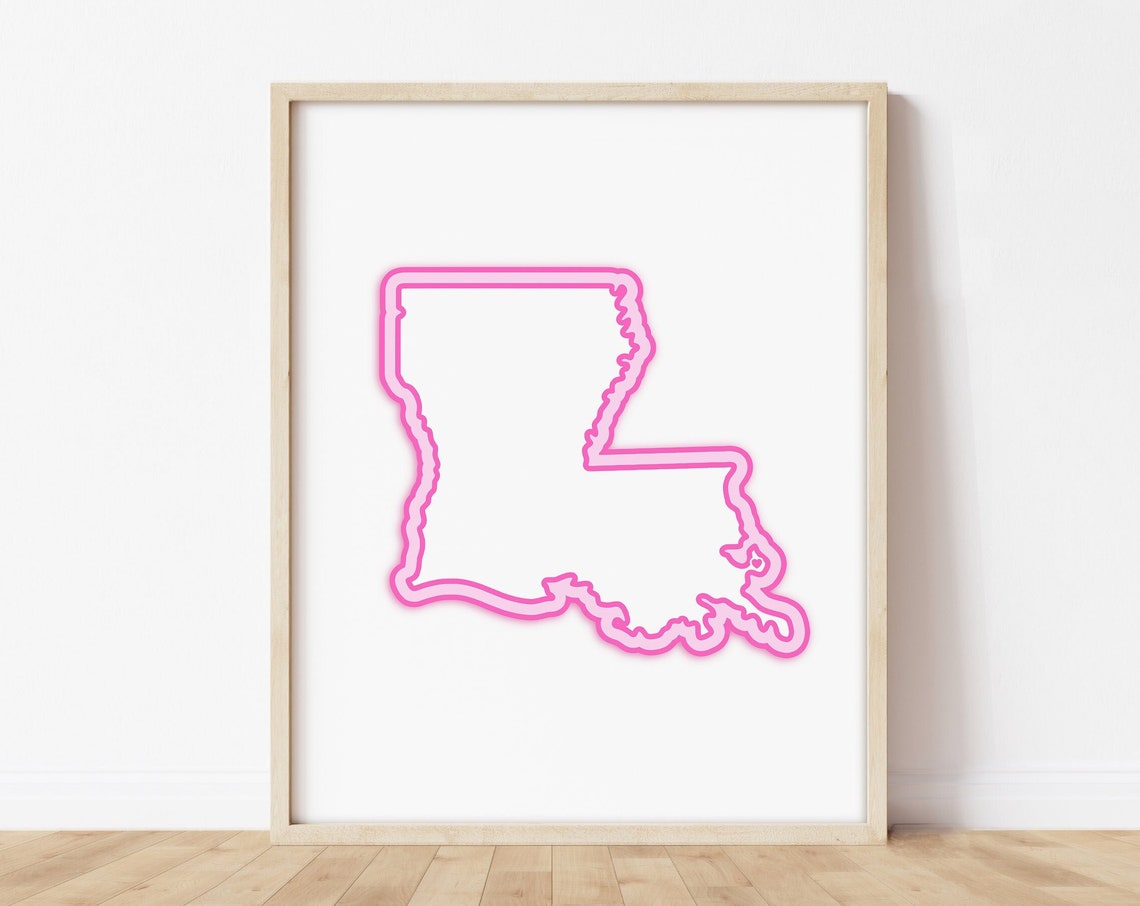 New Orleanslouisiana Art Map With Heart Pink Orleansprint Poster Picture Wall