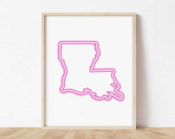 New Orleanslouisiana Art Map With Heart Pink Orleansprint Poster Picture Wall