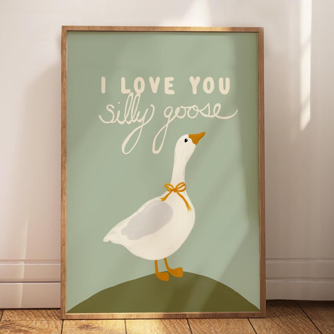 Silly Goose Art Print, Cute Nursery Wall Art