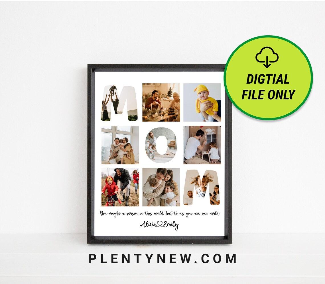 Personalized MOM Letter Photo Collage with Heartfelt Quote Print
