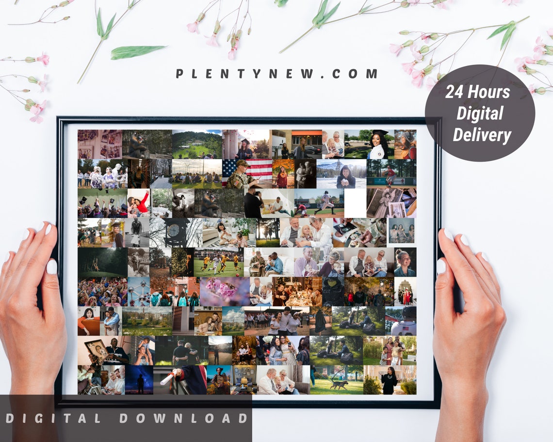 100 Photos Big Family Photo Grid Collage Memory Wall Display Poster