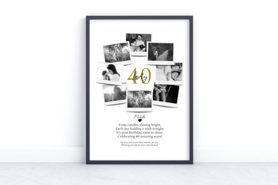 Personalised 40th Birthday Photo Collage 40th Birthday Gift 40th Birthday Wall Art Unique 40th Gift Daughter Friend Polaroid Photo Decor