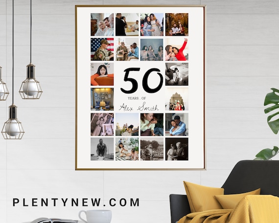 Personalized 50 Years Of Photo Collage Milestone Birthday Gift Poster