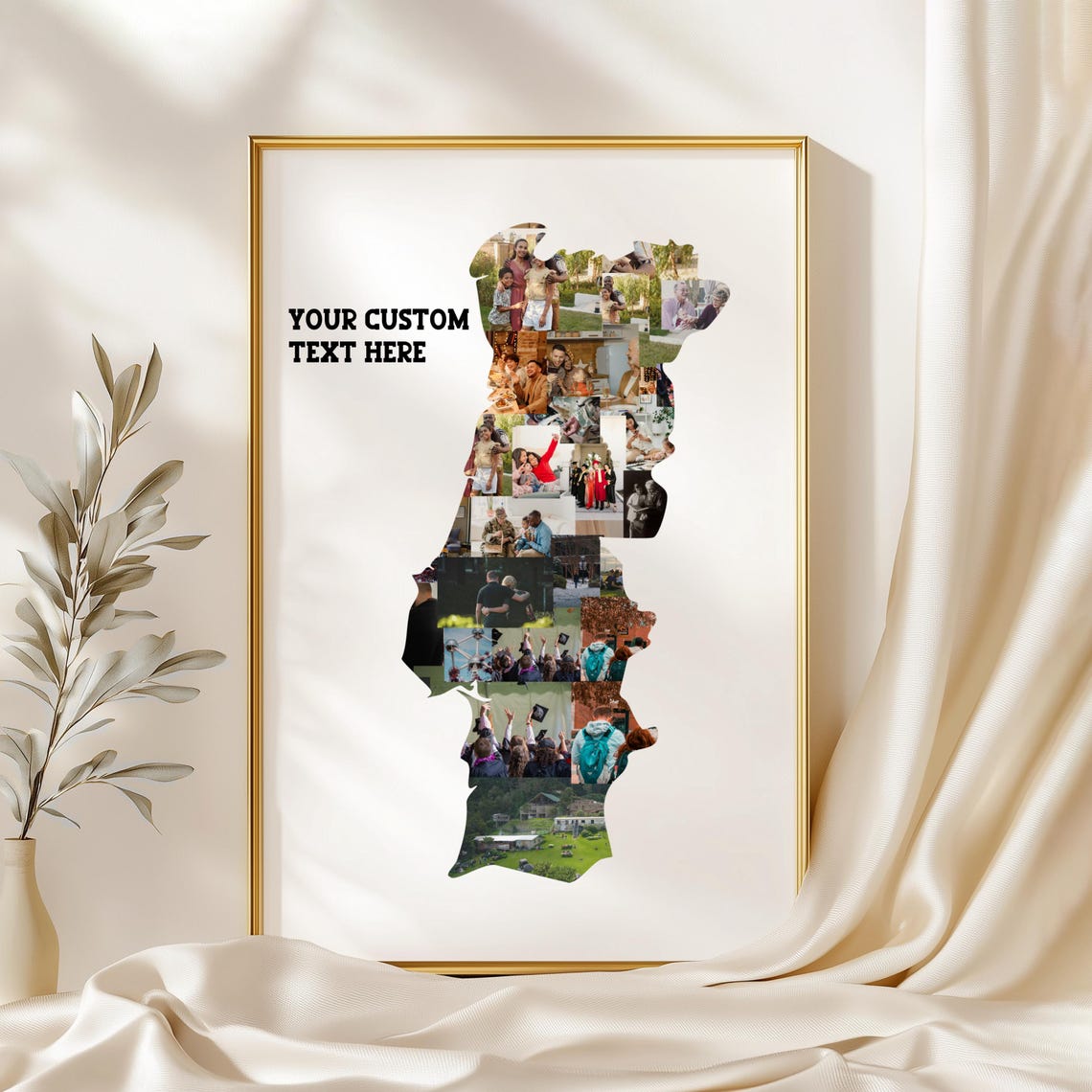 Portugal Map Photo Collage Poster with Your Custom Text Gift