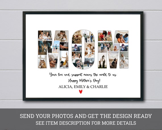 Mom Photo Collage Mothers Day Gift Mommy Birthday Present Personalized Gift For Dad Collage Photos Custom Fathers Day Grandma Mama Daddy