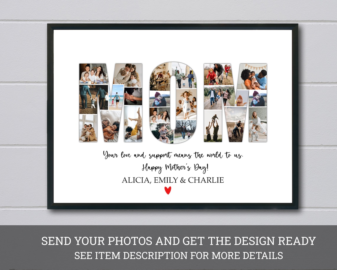 Mom Photo Collage Gift For Mothers Day Mum Birthday Gift Unique Photo Collage Party Decoration Custom Photo Gift Printible Mothers Day