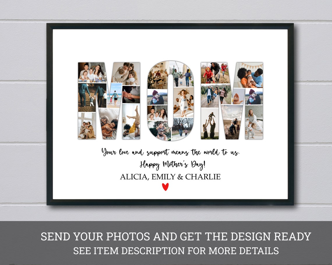Personalized MOM Letter Photo Collage Mother's Day Keepsake Poster