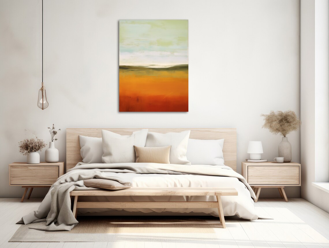 Minimal Abstract Landscape Art Print, Modern Autumn Field - Image 2