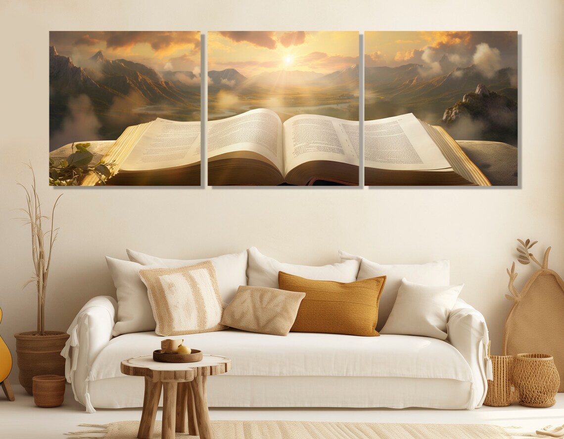 Open Bible Religious Painting, Wall Art Print - Image 3