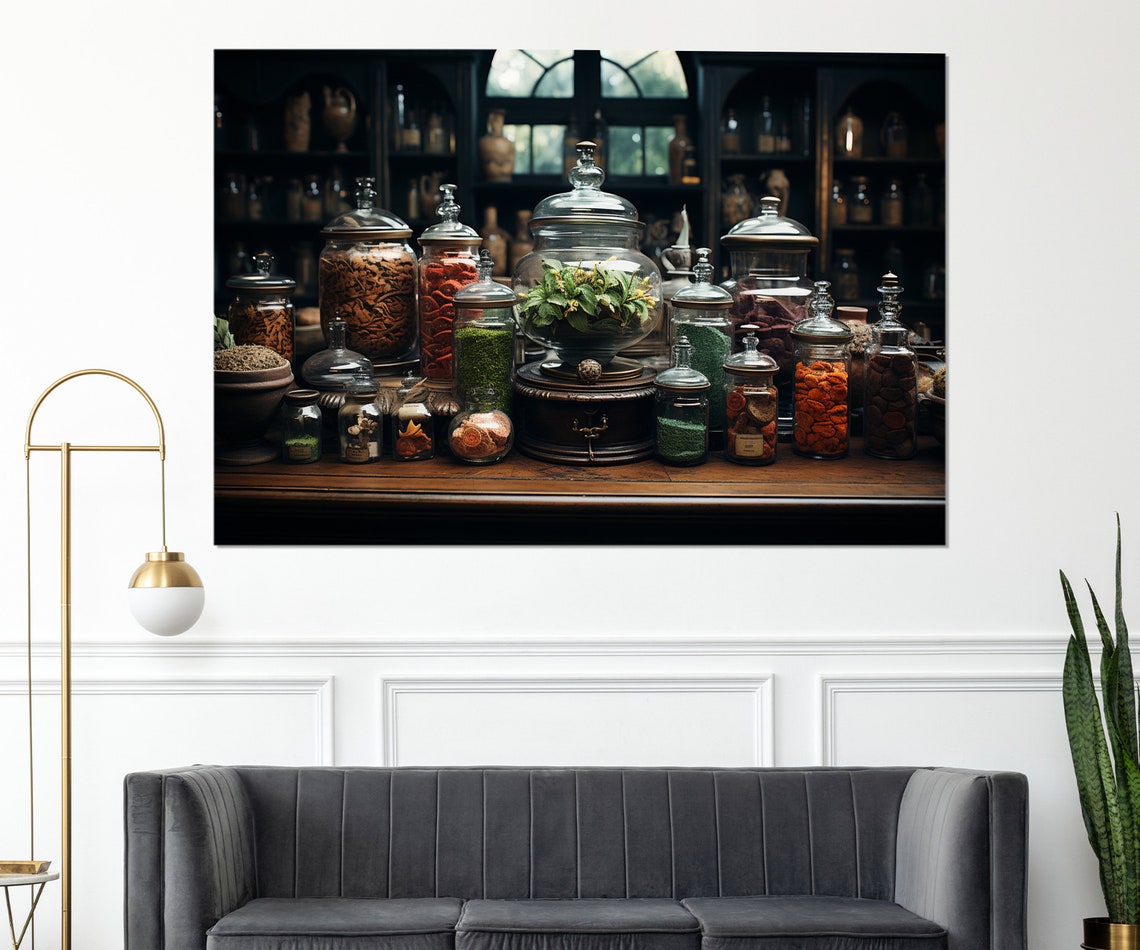 Vintage Apothecary Jars Herbs Spices Pharmacy Wall Art Print - Image 4