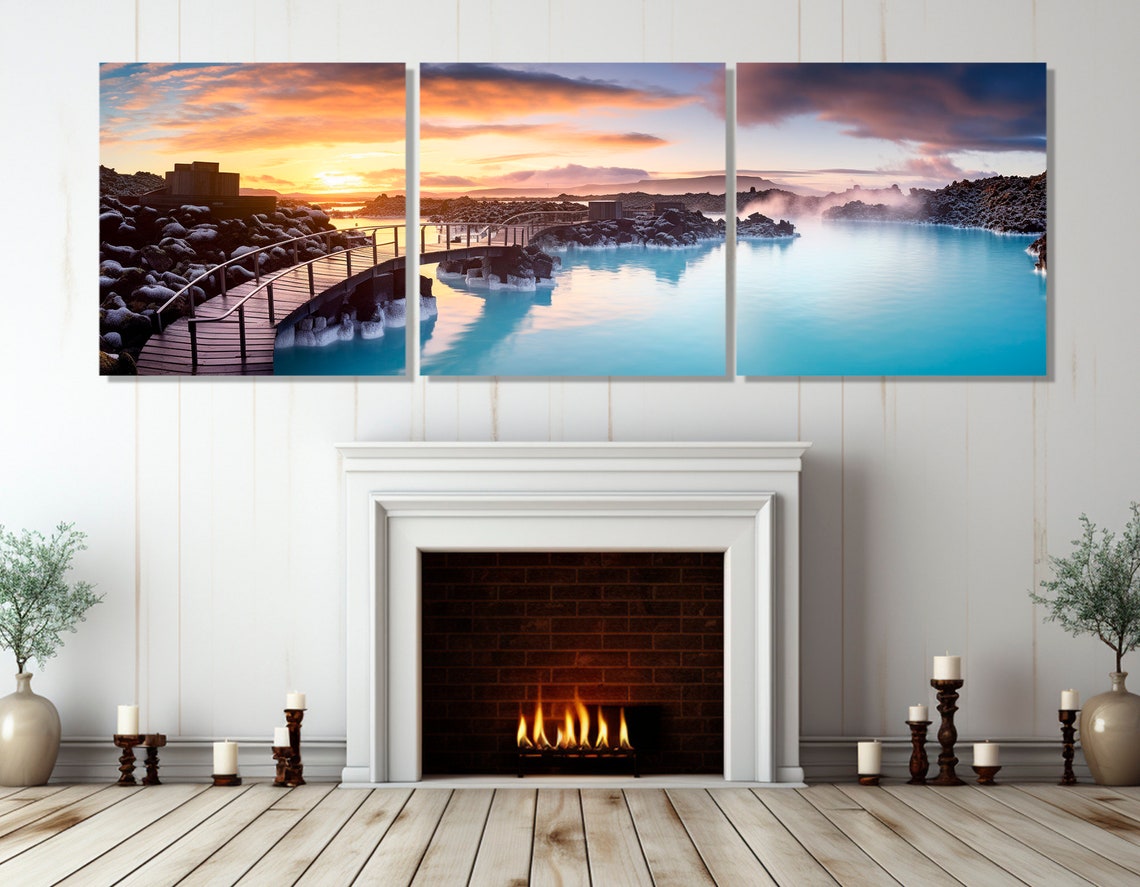 Blue Lagoon Iceland Geothermal Spa At Sunset Panorama Poster - Image 4