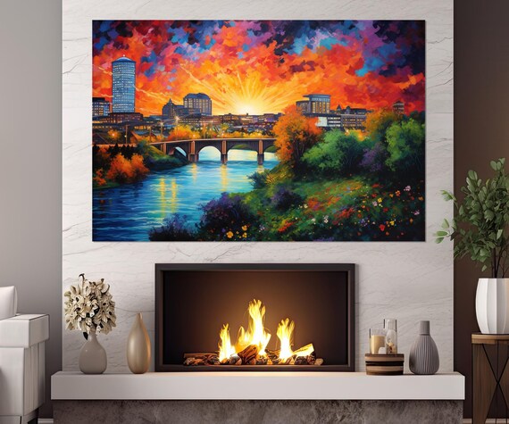 Abstract Richmond Painting Print Richmond Wall Art Richmond Wall Decor Richmond Gift Richmond Poster Framed And Ready To Hang