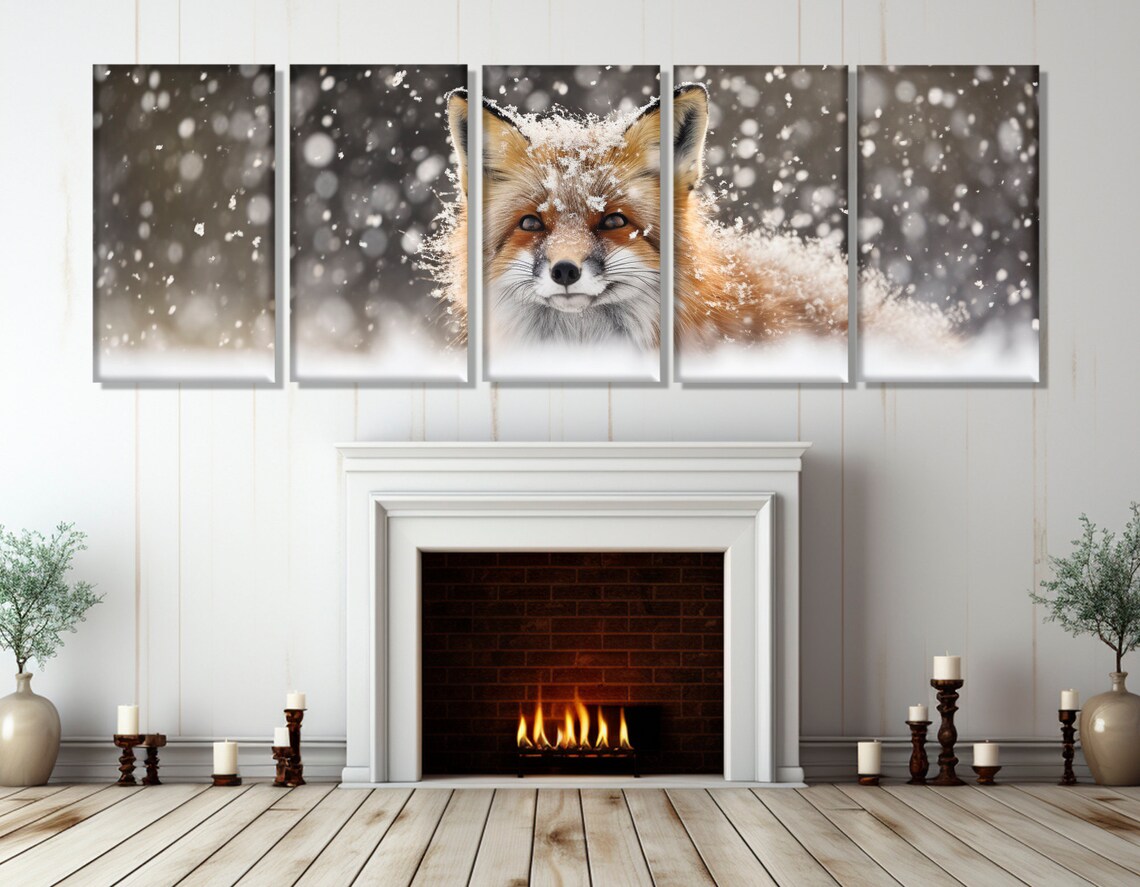 Sly Fox in Snowy Forest, Winter Forest Art Print - Image 3