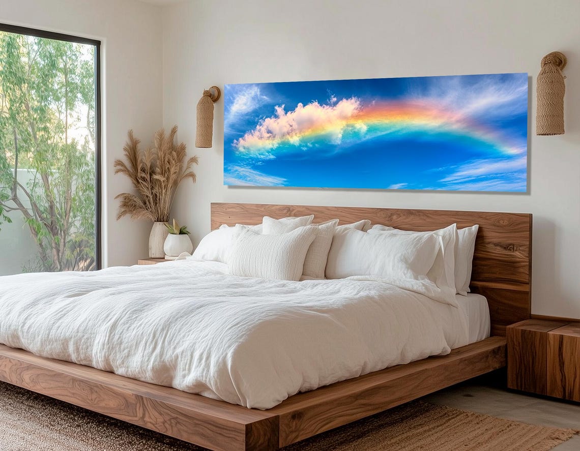 Rainbow In The Sky Print Abstract Sky Wall Art Rainbow Sky Poster Abstract Clouds Print Framed And Ready To Hang - Image 2