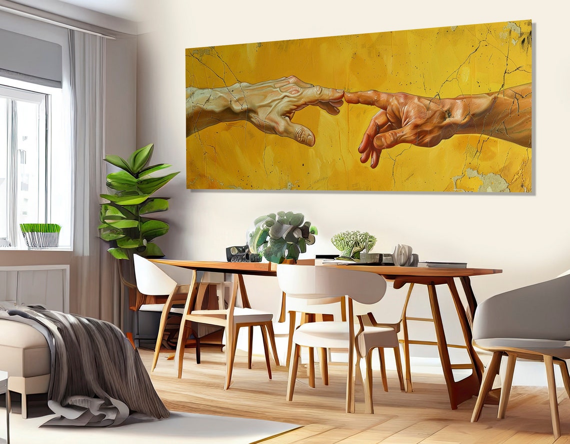 Abstract Hands Painting In Michelangelo Style Print Michelangelo Wall Art Renaissance Wall Art Framed And Ready To Hang - Image 2