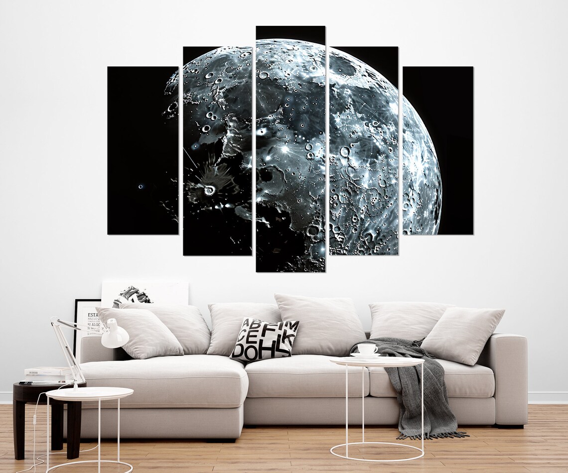 Black and White Moon Abstract Wall Art Print - Image 3