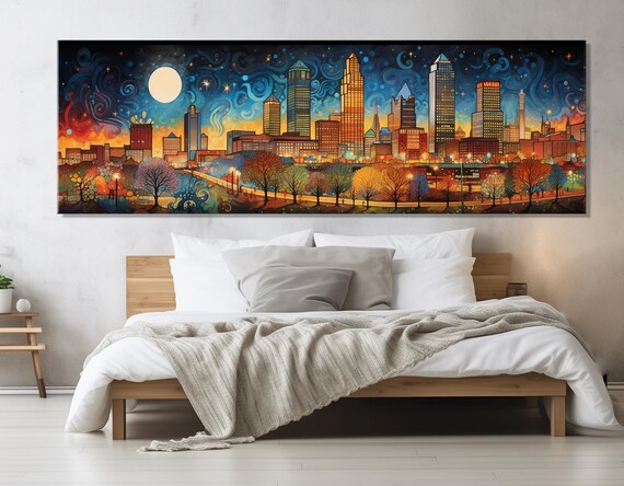 Oklahoma City In Van Gogh Starry Night Style With Moonlit Skyline Poster