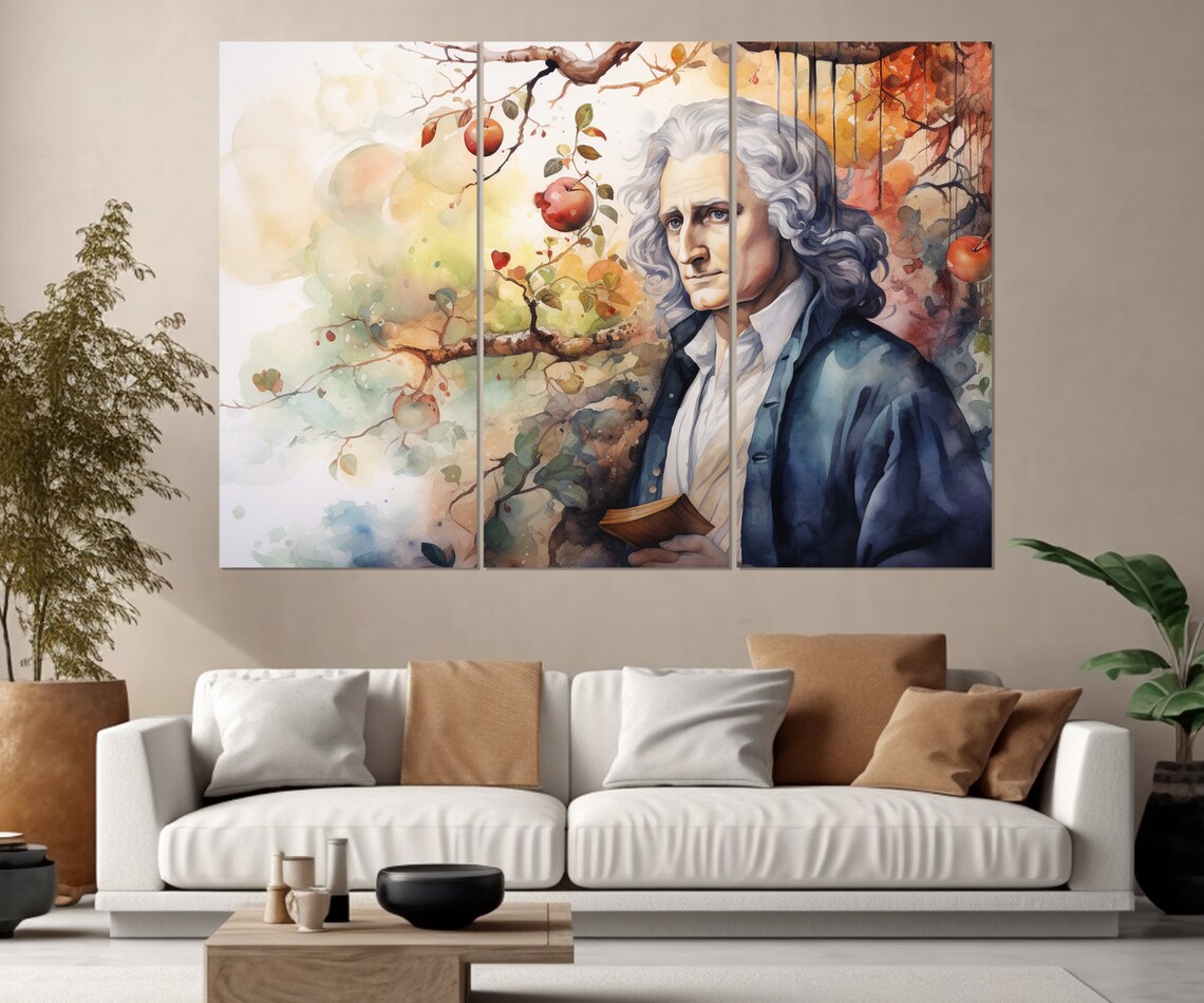 Isaac Newton Painting Print Physics Wall Art Isaac Newton Portrait Physics Class Decor Physicist Gift Framed And Ready To Hang - Image 4
