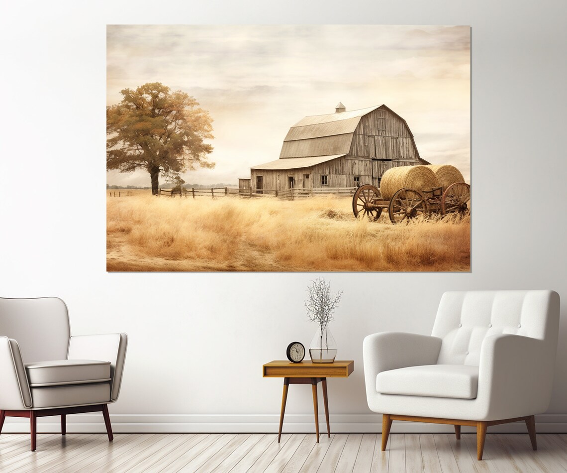 Rustic Barn Farmhouse Wall Art Print, Farmer Gift